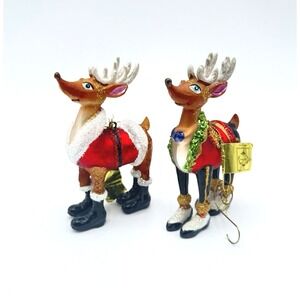 Rare Mark Roberts‎ Deer Ornaments Lot Of 2